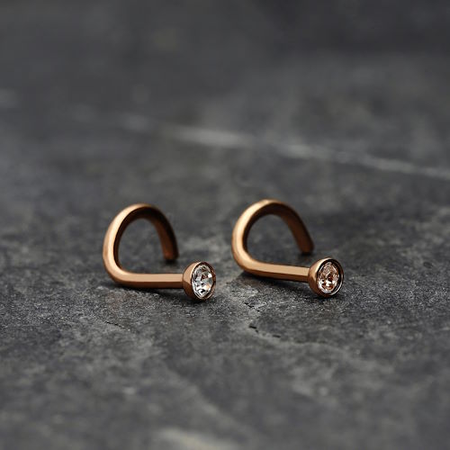 Nasenpiercing Rosegold mit Kristallen