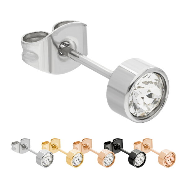 Max Palmer - Ohrstecker - Swarovski Kristall - [04.] Stecker: silber | Kristall: klar | Kristall: 6mm