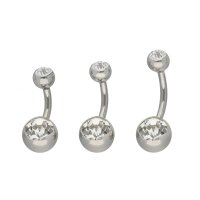 Piercing Banane - Stahl - Silber - 2 Kristalle