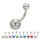 Piercing Banane - Stahl - Silber - 2 Kristalle