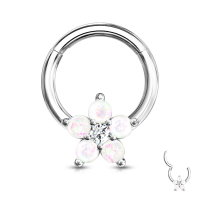 Segmentring-Clicker Piercing mit Opalith Blume