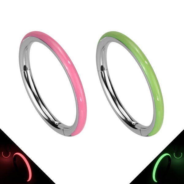 Titan Segmentring-Clicker Piercing mit Glow in the dark Rand