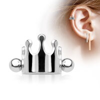 Kurzer Piercing Stab mit Krone Ear Cuff